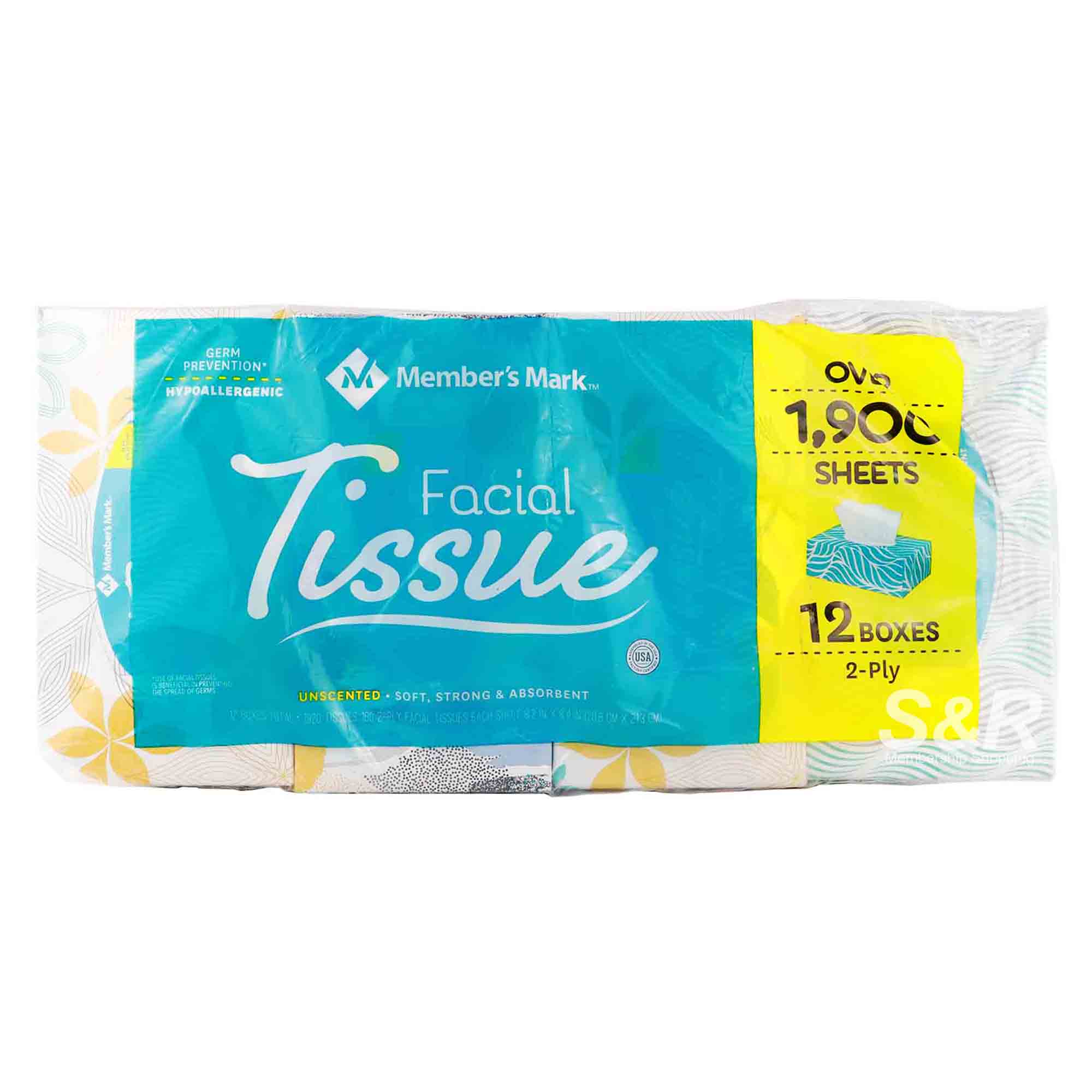 Member’s Mark Facial Tissue 2-ply 12 boxes